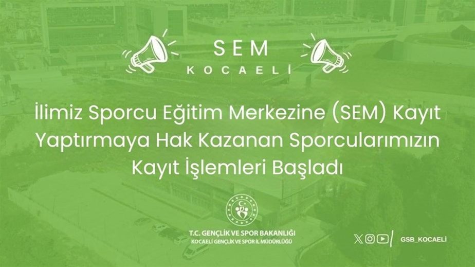 İlimiz Sporcu Eğitim Merkezine (SEM) Kayıt Yaptırmaya Hak Kazanan Sporcularımızın Kayıt İşlemleri Başladı